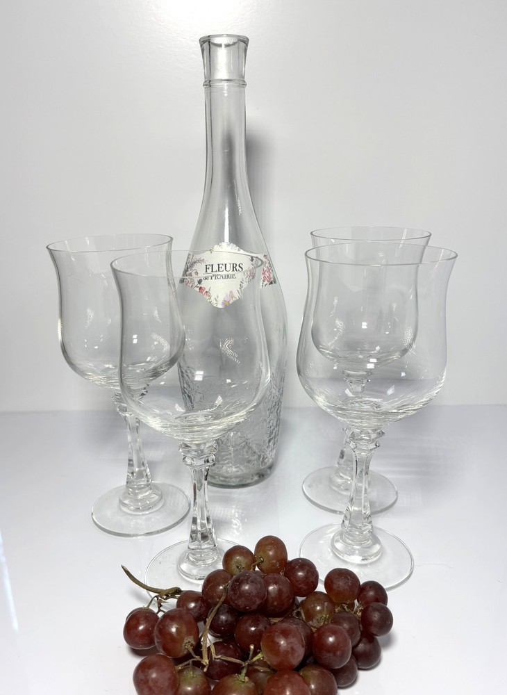 set of 4 Vintage crystal Water Goblets Princeton Clear American Stemware c1980