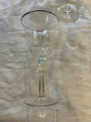Set Of 7 Lenox Maywood Platinum Trim Water Goblets 7.5 Inches Tall 3 3/4 Dia