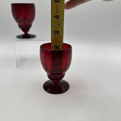 2 Martinsville Moondrops Red 3 5/8″ 5 oz Footed Juice Tumblers Perfect