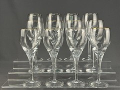 12 Vintage Lenox Erica Clear Crystal Gold Trim 8 5/8″ Water Glasses/Goblets Mint