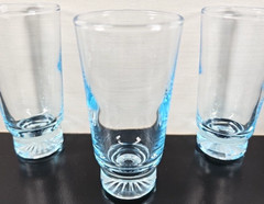 (6) Duz Crystal Star Sapphire 2.5 Oz Tumblers Set Vintage Blue Glasses MCM Lot