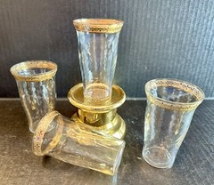 Vintage Rare Gold Rim Clear Optic Juice Cocktail Glasses 4” ~ Set Of 4