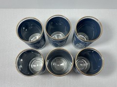VTG Jeannette Hellenic greek roman glasses set matte jasperware blue white MCM