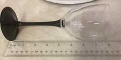 Two Vintage Luminarc Domino Black Stem Wine Glasses Made in France
