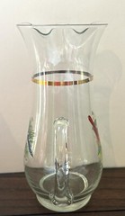 Vintage MCM West Virginia Glass American Song Birds Pitcher 9” 44oz
