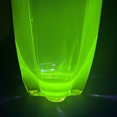 Duncan & Miller Canterbury Chartreuse Yellow Uranium Glass Tumblers *Glow* Pair