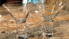 Set of 2 Crate & Barrel Verve Martini Glasses Bubble Stem Krosno Poland