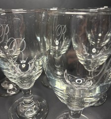 10pc~Vtg Etched Monogram Initial «R» Libbey Clear 16oz Water Iced Tea Wine Glass