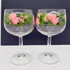 Set of 4 Franciscan Desert Rose Glass 6 1/2″ Goblets 10oz