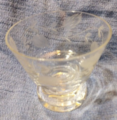 Crystal Cordial/Wine Glass Clear Vtg Etched A77