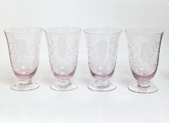 4 ct LENOX Heather Pink Footed Tumblers Glasses Hiball Etched Box 15 oz 6”