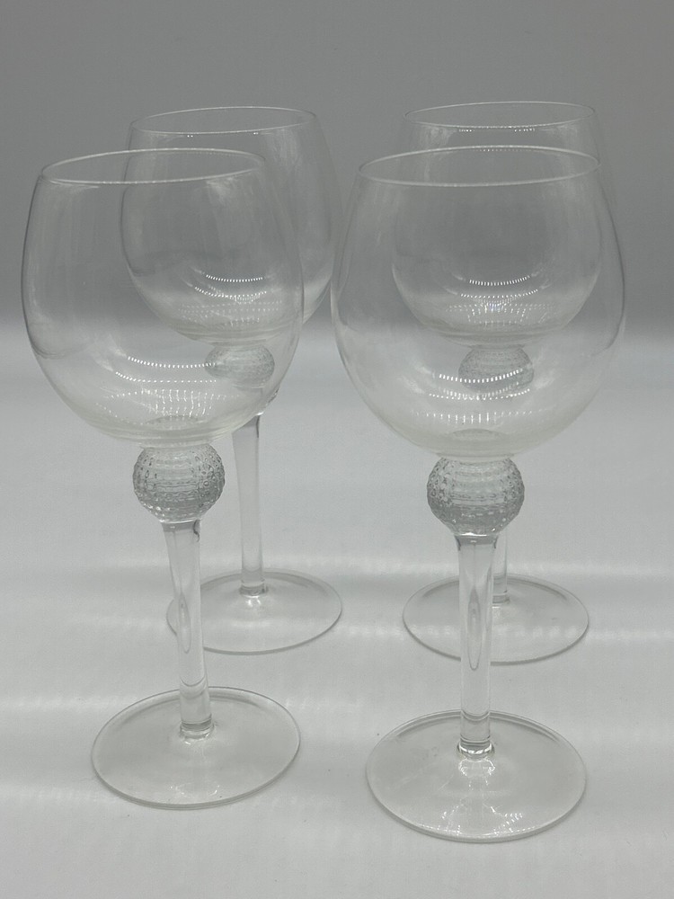 Set of (4) handmade crystal golf ball wine glasses
