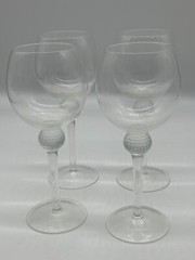 Set of (4) handmade crystal golf ball wine glasses