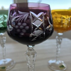 LAUSITZER GLAS 4 8.25 AJKA MARSALA Cut Crystal Handcut Mouthblown Goblets