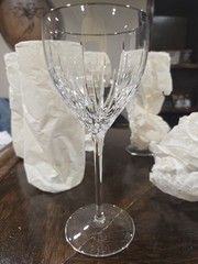 SET OF 5 REED & BARTON CRYSTAL SOHO PLATINUM RIM WATER GOBLETS 8 ¼»
