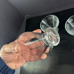 Set Of 4 Etched Glass Dessert Cups With Swirl Pattern – Vintage Style Clear Glas