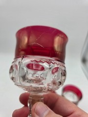 Vintage Kings Crown Thumbprint Ruby Red Cordial Glass Set of 6