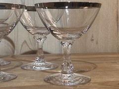 Fostoria Wedding Ring Set of 10 Sherbet Champagne Glasses 4.25″ tall Vintage