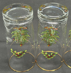 Spode Christmas Tree 12 oz Glass Clear with Gold Trim Highball 6.25″ Tall