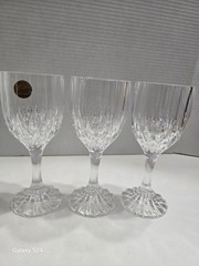 Vintage CRISTAL D’ARQUES- DURAND Pretagne Pattern Set Of (3) Wine Goblet- France