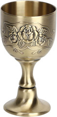 Communion Cups, Vintage Chalice Goblet Flower Embossed Gold Wine Glasses Europea