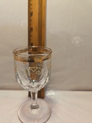 Vintage Jewel-Tone Banded Stemware Gold, Hand Painted – Set of 6