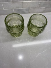 Vintage Viking Green Georgian Tumbler Glass Honeycomb 4.”