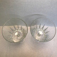 Italian Water Wine Goblets 2 Sorrento Fidenza Vetraria Vertical Cut Vtg Crystal