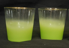 Vintage Blendo West Virginia Glass Specialty Rock Glass – Lime Green – Set of 2