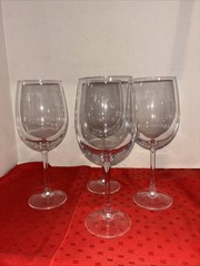 Set Of 4 Large Crystal Glass Water/ Wine Stemware 9.25” Tall-18 Oz- Estate Find
