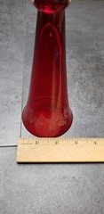 LENOX Glass Ruby Red Clear Stem Etched Holly Holiday Gems Champagne Flutes Set 2