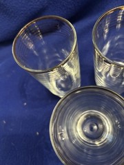 Vintage MCM Libbey Gold Band Highball Glasses Set of 5 Heavy Sham 12 oz 1960s