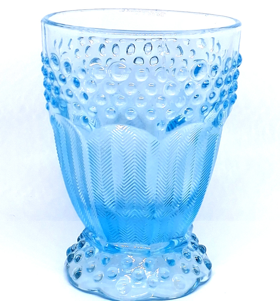 Gorham Crystal Emily’s Attic Goblet Blue Water Goblet All Purpose Hobnail 5″