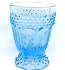 Gorham Crystal Emily’s Attic Goblet Blue Water Goblet All Purpose Hobnail 5″