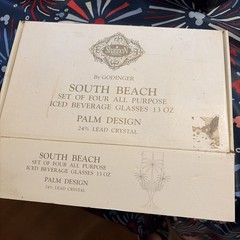 SHANNON CRYSTAL GODINGER SOUTH BEACH Palm Design 4 PIECE GLASS SET NEW