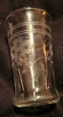 Vintage Etched Water Juice Glass Flowers & Line Fluted Classic 4.75 Inch