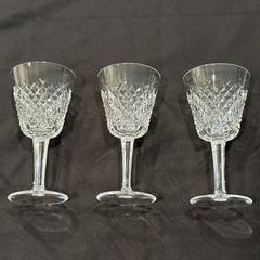 Lot Set of 3 Waterford Crystal Alana Claret Wine Glasses 5 7/8 No Chips / Cracks