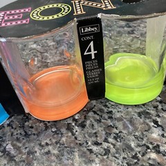 Libbey Impressions Colors Neon Double Old Fashioned Glasses Set of Four 12 ounce