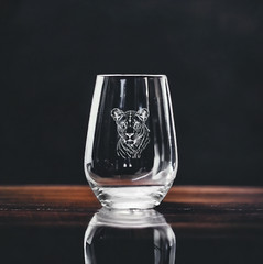 Lioness Stemless Wine Glasses x4 Premium 15 Oz Personalize Gift Cat Animal NEW