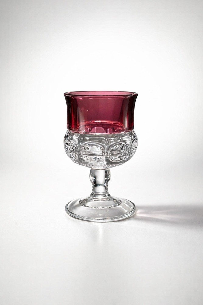 Vintage Ruby Red Flash Glass Goblet