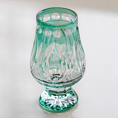 Old Fashioned Green Glencairn Glass 6oz Hand Cut To Clear Nosing Tasting Whiskey