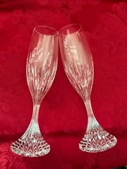 NIB FLAWLESS Stunning BACCARAT France Pair MASSENA Crystal CHAMPAGNE WINE FLUTES