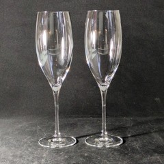 DOM PERIGNON CHAMPAGNE FLUTES, Blown Lead Crystal, 9 1/4″, 8 Oz, FRANCE, 2PCS