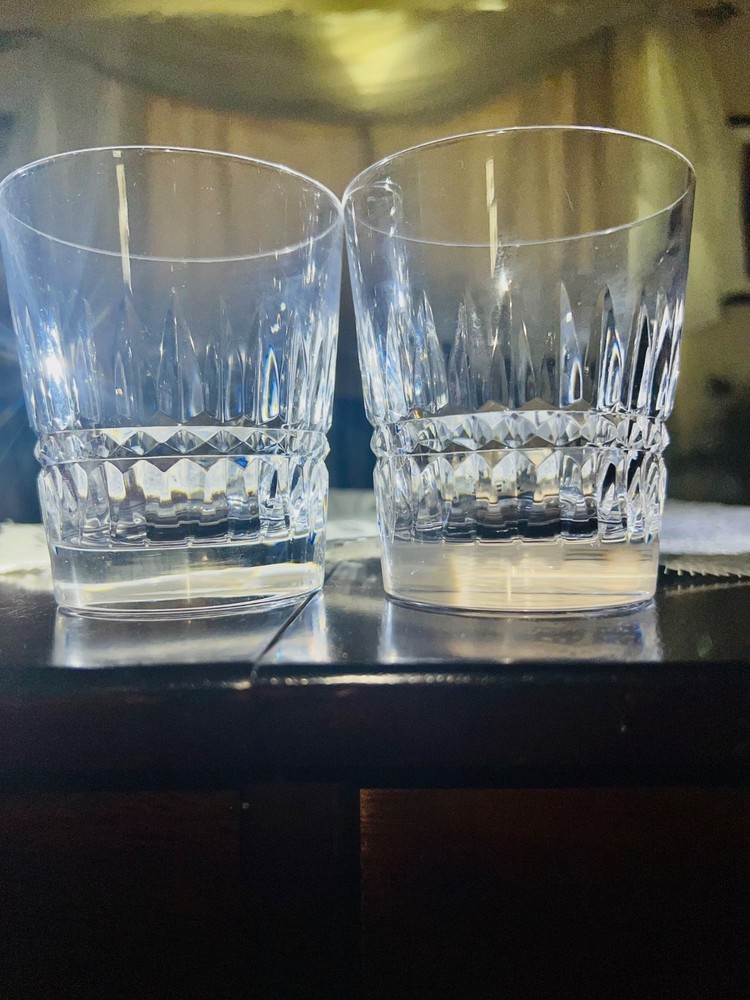 Bayel Double Old Fashioned Glass Vertical Horizontal Cuts 14oz 4in ~ 2 Piece Set