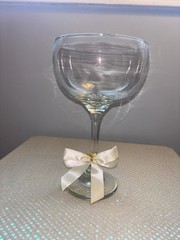 Huge Clear Glass 10.5” Tall Long Stemmed Wine Glass With Wide Bowl 6.5” Diameter