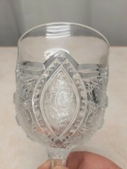 EAPG Pittsburgh Daisy, Cane & Button Clear Glass Goblet Stemware 5 3/4 in. Tall