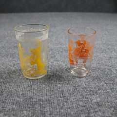 Vintage 1951 Welch’s Kids Cartoon Glass & Orange Parlor Scene Juice Tumblers