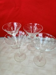 Depression Era Wine & Cocktail Glasses Gray Cut Flower Optic Bowl Bulbous Stem