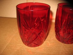 Set of 4 Waterford Crystal Marquis Brookside Red Double Old-Fashioned Glasses