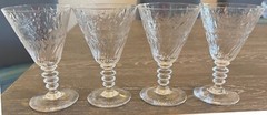 4 Water Goblet 6″ UNK3431 by Unknown Manufacturer Cut Flowers&Dots, Wafer Stem